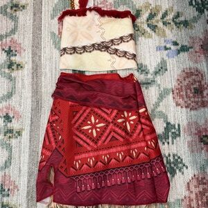 Moana 2 Red Patterned Skirt and Top set
